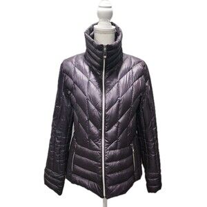 Vince Camuto Purple Puffer Jacket Duck Down/Feathers Polka Dot Coat Size XL